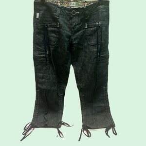 Zana Di Dark Gray Ankle Jeans with Lace-Up Detail